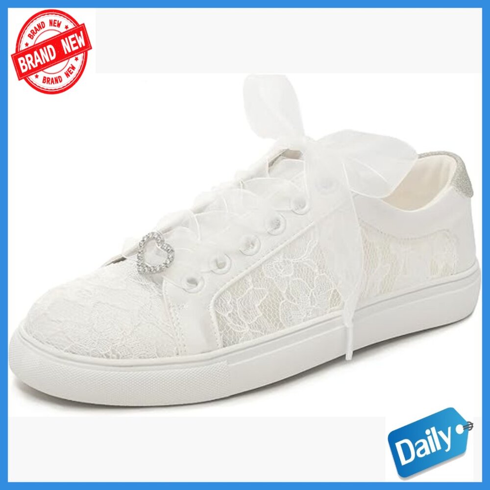 Ivory Lace Wedding Sneakers Flats Bride Comfort Bridal Shoes
